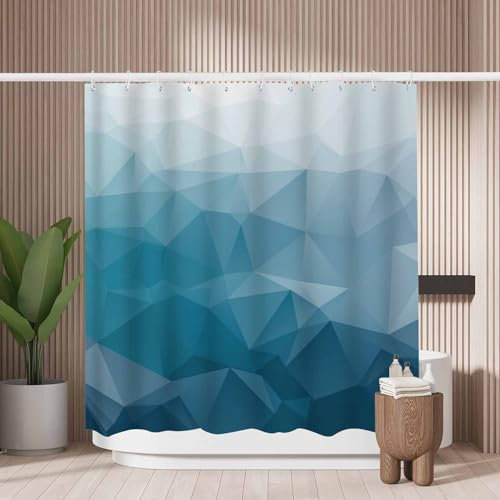 Woutay Shower Curtain Mould Proof Resistant Abstract Geometric Pattern,Water Repellant Fabric,Polyester,with 12 Plastic Hooks