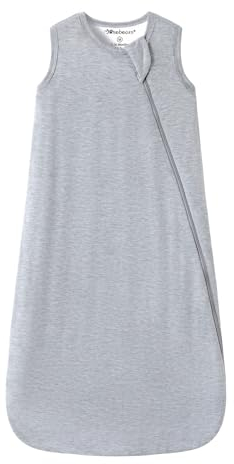 Mosebears Baby Schlafsack Sommer 0.5 Tog Atmungsaktiv Bambusfaser-Baumwolle Sommerschlafsack für Jungen und Mädchen Neugeborene(Grey, S(0-6 Monate))
