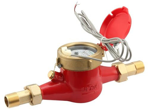 Watflow DN20 1,9 cm NPT Kupplungen, Gallonen-Wasserzähler mit Impulsausgang, Warmwasserzähler für Garten oder Haus, Multi-Jet