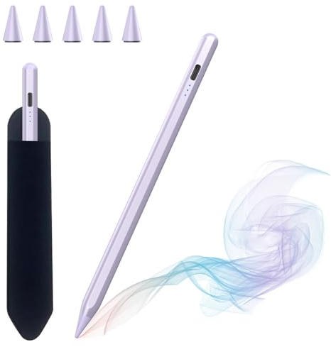 Stylus Stift für iPad 2018-2025 mit Schnellladeleistung Palm Rejection und Neigungssensitivität, Pencil für Apple iPad 11/10/9/8/7/6, Mini 6/5, Air 5/4/3/M2/M3, Pro 3/4/5/6/M4 Generation (Lila)