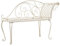 Gartenbank Recamiere mit Metallrahmen, Garten Chaiselongue Sonnenliege Sitzbank Parkbank Balkonbank Gartenmöbel, 128 cm Metall Antik Weiß