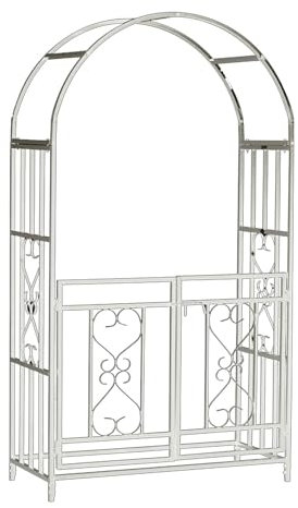 Arco De Jardín con Puerta, Hierro Enrejado Pérgolas De Jardín, Cenador De Jardín para Varias Plantas Trepadoras, Fiesta De Bodas Decoracion, Resistente A La Intemperie