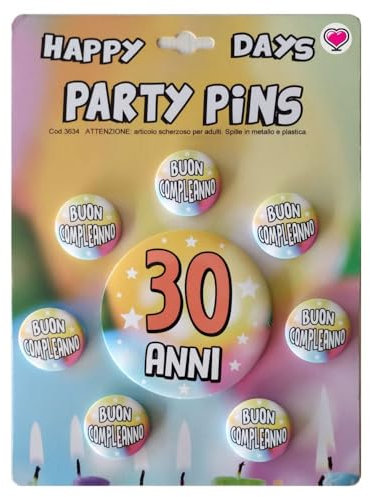 8 Anstecknadeln zum 30. Geburtstag und Freunde