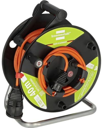 Brennenstuhl Garant G Bretec IP44 Gartenkabeltrommel 38+2m | mit Kabel in orange, Spezialkunststoff, kurzfristiger Einsatz im Außenbereich, Made in Germany