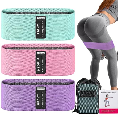 3er Set Booty Bänder, Widerstandsbänder für das Training, Dehn-Bänder für Übungen, Bänder für Beine und Po für Damen, Yoga Starter Set