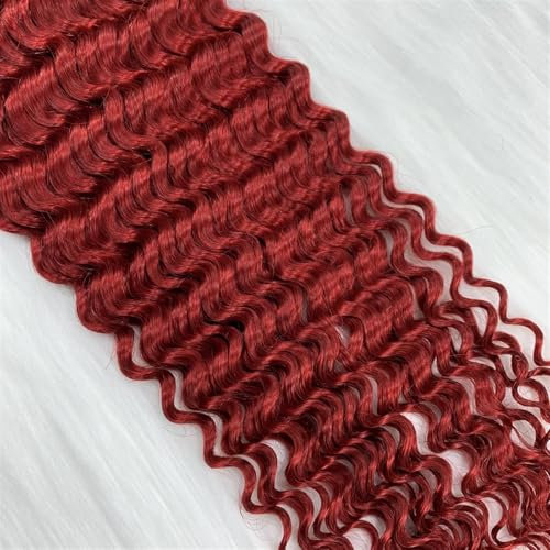 Human Hair Extensions Tape in Remy Curly Hair Bundles For Women 40 g Haarverlängerung (Rot)