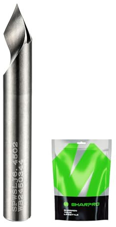SHARPRO Chamfer Router Bits V Groove O Flute Spiral Router Bit 45 Degree 1/4 Inch Shank CNC Carbide V-bit for Engraving and Chamfering Lettering, Ideal for Wood, Acrylic and PVC