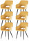 TUKAILAI Esszimmerstühle 6er Set aus Samt, Küchenstuhl Polsterstuhl mit Offener Rückenlehne,Armlehnen,Gepolstertem Sitz, Metallbeinen, Stühle für Wohnzimmer,Esszimmer,Küche, Gelb
