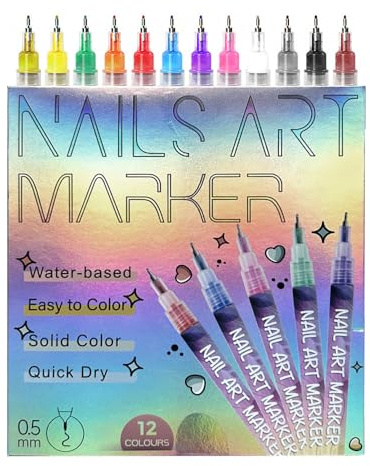 12-farbiges Nagelkunststifte-Set, 3D-Graffiti-Nagellack-Stifte für DIY-Acrylmalerei, Punktierung, Liner und Design-Werkzeuge für Maniküre, Zuhause und Salon (12 Farben)