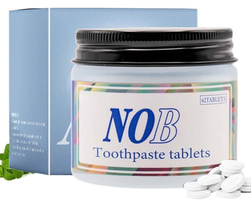 NOB Toothpaste Tablets, Chewable Toothpaste Tablets, Fluoride-Free, Remineralizing Toothpaste, Natural Paste Tabs, Eco & Travel Friendly (1 Box)