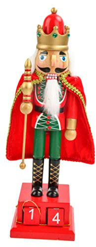 Amosfun Countdown Calendars Wooden Nutcracker Soldiers Christmas Ornaments Xmas Decorations