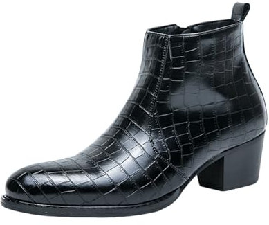 Stivaletti da uomo Stivali alla moda in pelle con tacco | Leggeri per il tempo libero Stivali da lavoro per gli uomini | In pelle liscia comodi stivaletti da lavoro scarpe da lavoro per occasioni