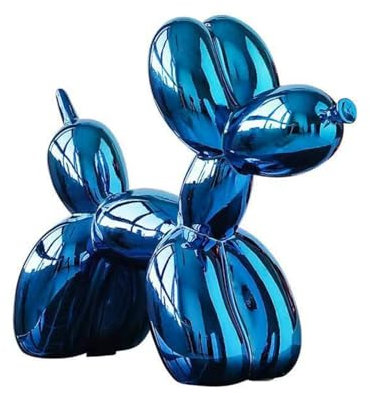 YOYUMI Galvanisiert Ballon Hund Skulptur, Luxus Ornament, Harzstatue für Wohnzimmer Schlafzimmer Bürodekor, Hochglanz Finish Dekorative Statuen, Blau, 18 x 20 x 9 cm
