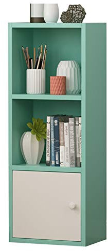 Bücherregal für Kinder, 6 Ebenen, mit Türen, Bücherregal, platzsparendes Design, in Weiß, Rosa, Buche und Grün