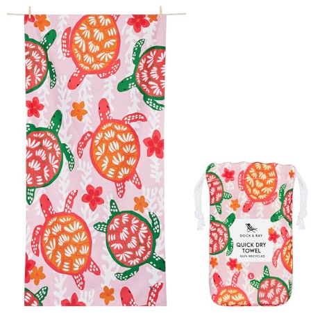 Dock & Bay Strandhandtuch - Schnell trocknende Mikrofaser, ohne Sand - Kompakt, Leicht - 100% recycelt - Inklusive Beutel - Kids - Five a Day, Medium (130x70cm, 51x28)