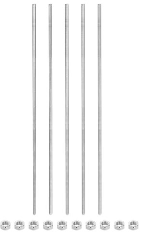 QUARKZMAN 5 Stück Gewindestangen M4 x 400mm mit 4 Sechskantmuttern Set, Gewindestab Edelstahl Voll Gewindestange Gewindestift für Möbeln Maschinen Befestigungssatz
