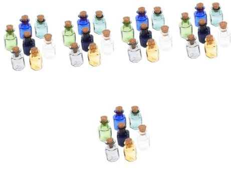 Cabilock 5 Sätze Flasche Mit Korken Farbige Abdeckung Muschel Korken Quadratische Flachmann Flaschen Zubehör Tablett Hahn Filter Wunsch Patron Gläser Transparent 7 Stück * 5