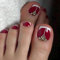 GlamRays 24 Pièces Autocollants Ongles d'Orteil Rouge French Tips Ongles d'Orteil Artificiels avec Strass