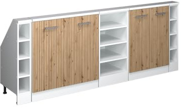 Vicco Dachschrägenschrank-Set Rion, Artisan-Eiche/Weiß | B210 x T46 cm, 5er Set, platzsparend für Dachschrägen
