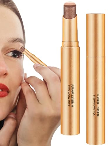 Lidschatten-Stift – 3-farbiger Farbverlauf, cremige Textur, wasserfestes Make-up, langanhaltendes Make-up, glänzendes Finish, professioneller Lidschatten für Anfänger
