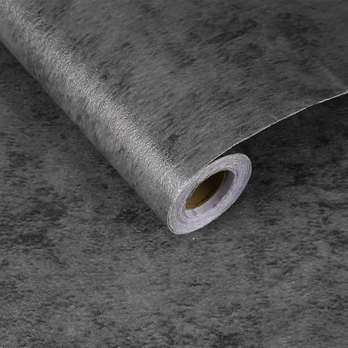 sourcing map 5m x 80cm Concrete Wallpaper, Industrial Concrete Cement Contact Paper Vinyl Stained Matte Spot Textured Adhesive Wallpaper for Kitchen Countertop Cabinet Bathroom, Dark Grey