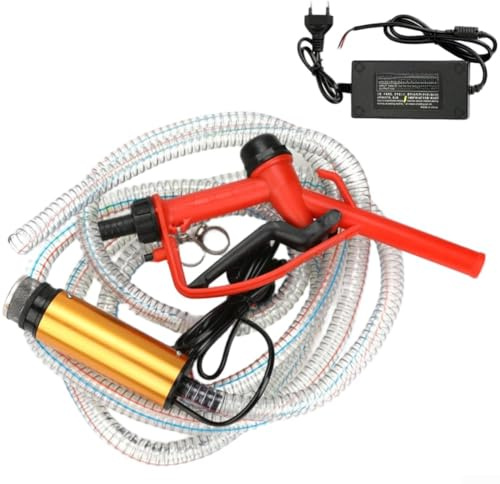12 V 24 V 220 V Tauchpumpe für Öl und Wasser mit 51 mm Edelstahlgehäuse und 4 Meter Schlauch für Diesel- und Kraftstoffpumpen (Gelb 220 V)