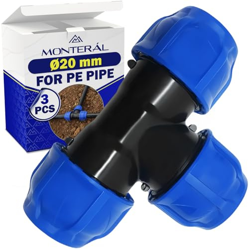 3x Raccordo T Ø20mm 90° Polipropilene PP Collegamento Tubo Polietilene PE | MONTERAL