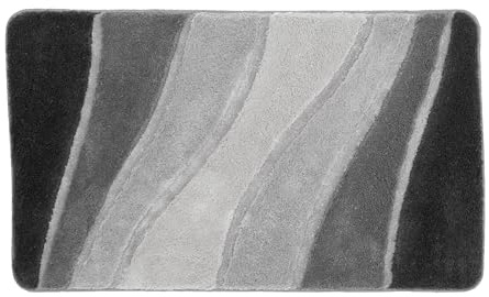 Kleine Wolke Badteppich Ocean Schiefer 70 x 120 cm | OEKO-TEX zertifiziert, für Fußbodenheizung, maschinenwaschbar, 100% Polyacryl