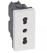 Legrand 077511 Euro-US Mosaic 2P+T, 10A ou 16A Standard Italien, 2 Module, Blanc