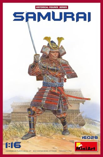 MiniArt 16028 1:16 Fig. Samurai Krieger - originalgetreue Nachbildung, Modellbau, Plastik Bausatz, Basteln, Hobby, Kleben, Modellbausatz, Zusammenbauen, unlackiert