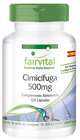 fairvital Traubensilberkerze Kapseln 500mg, 120 Kapseln, 1000mg pro Tagesdosis, Cimicifuga, qualitätsgeprüft und hochdosiert, 100% vegan, Made in Germany