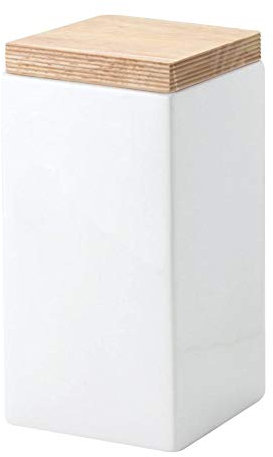2 Stück Continenta Kaffee Vorratsdose aus Keramik, quadratisch, mit Holzdeckel, luftdichter Vorratsbehälter, 1,2 Liter, 10 x 10 x 20,5 cm, Set by Dant