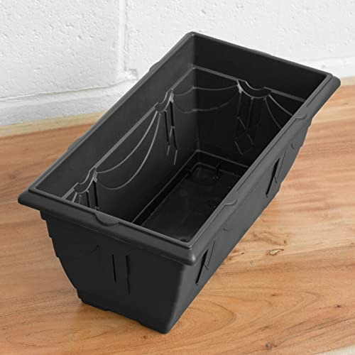 6 x Small Plastic Venetian Window Box Trough Planter Plant Pot 40cm Black Colour