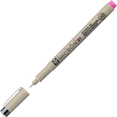 SAKURA Pigma Micron 01 Fineliner - 0,25 mm Rosa - Wasserfester, archivierungsfähiger technischer Stift für Künstler