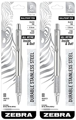Zebra Pen F-701 Fine Point Ballpoint Retractable Pen, Black (Pack of 2)