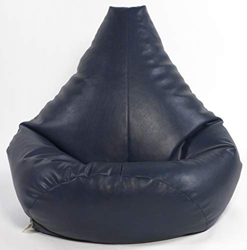 Beautiful Beanbags - X-L Highback Beanbags Faux Leather Gaming Bean Bag Chair - Ready Filled (Blue)
