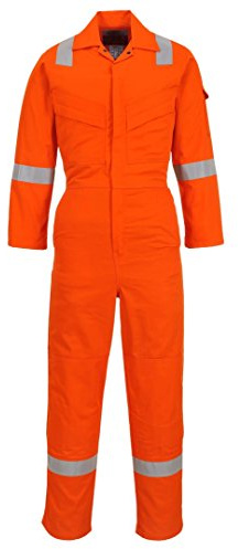 Portwest FR28 Bizflame Work FR Coverall Rule Pocket Two-Way Zip Radio Loops | Orange, X Small, EN ISO 11612, EN 1149-5, Class 2 Welding Protection, Secure Fit, Side Access Openings, Action Back