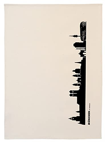 44spaces München Skyline Küchentücher Stadt Design schwarz, 50x70 cm Reine Baumwolle (Bio), Geschirrtücher für Münchner & Fans, Geschenkidee Geburtstag Grill-Saison Garten-Fest Mitbringsel