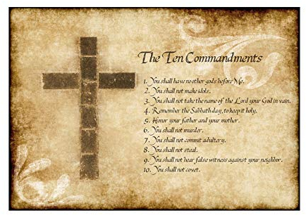 Wee Blue Coo TEN 10 COMMANDMENTS CROSS CHRISTIAN QUOTE FRAME ART PRINT PICTURE F12X1145
