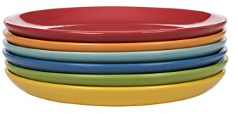 Kaleidos Classico Set 6 Piatti Frutta, Stoneware (Gres), Giallo/Verde/Blu Azzurro/Arancio/Rosso, 21x21x10 cm, 6 unità