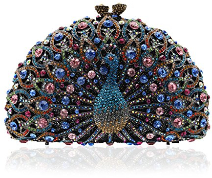 liwen store Kristall Kupplungen für Frauen Pfau Kupplung Abendtasche