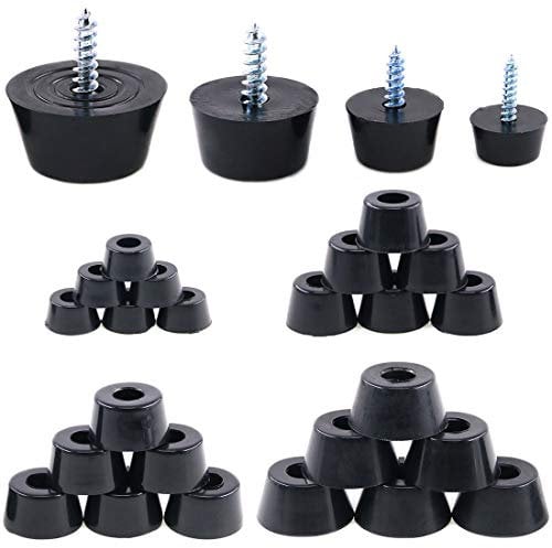 Hilitchi 40-Pcs Round Black Rubber Feet Bumpers Pads with Matching Screws with Built in Stainless Steel Washer for Cutting Board Amps Cabinet Desk Tables Couches (Assortment Kit)