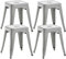 CLP 4er Set Sitzhocker Armin Aus Metall I Stapelbarer Hocker I Sitzhöhe Von 46 cm I Pflegeleichter Arbeitshocker, Farbe:Silber