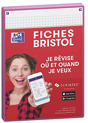 Oxford Revision 2.0 Karteikarten, DIN A5 (14,8 x 21 cm), kleine Karos, Vorder- / Rückseite, Fuchsia, 50 Stück