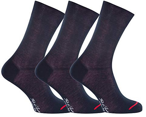 Mita – Calza corta da uomo in filo di Scozia appaiafacile – Pack da 3 paia – 45/47 – blu notte