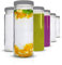 Glas-Wasserflaschen-Set – 6 Stück breite Öffnung mit Deckel für Saft, Smoothies, Getränke-Aufbewahrung – 473 ml, langlebig, umweltfreundlich & BPA-frei – wiederverwendbar, auslaufsicher, graue Kappen