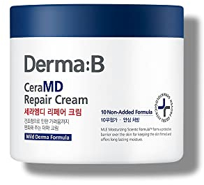 Derma B CeraMD Repair Body Cream, Unscented Moisturizer for Dry and Rough Skin, Relieves Itchiness due to Dryness, Fragrance Free, 14.54 Fl. Oz., 430ml