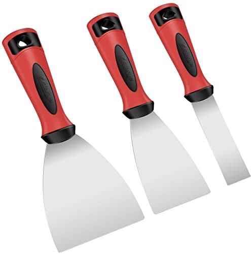 Astarye Set di spatole per stuccatore 3 pezzi Spatola Set di spatole in acciaio inossidabile Coltelli per rivestimento Raschietto per pareti Decorazione lama 4 cm, 6,5 cm, 10 cm