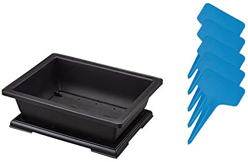 XIAONAN 1PCS 11 Inches Bonsai Training Pots, Large Plastic Bonsai Plants Growing Pot with Humidity Trays + 5Pcs Plant Labels for Garden, Yard, Office, Living Room, Balcony etc.