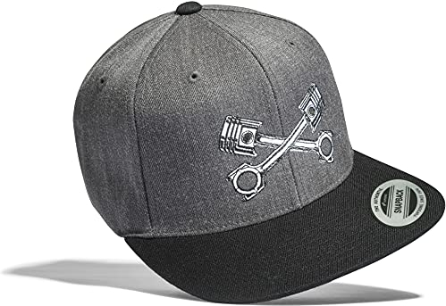 Tuner Cap Flexfit Snapback : Kolben - Rennsport Kappe Herren & Damen (One Size Grey)
